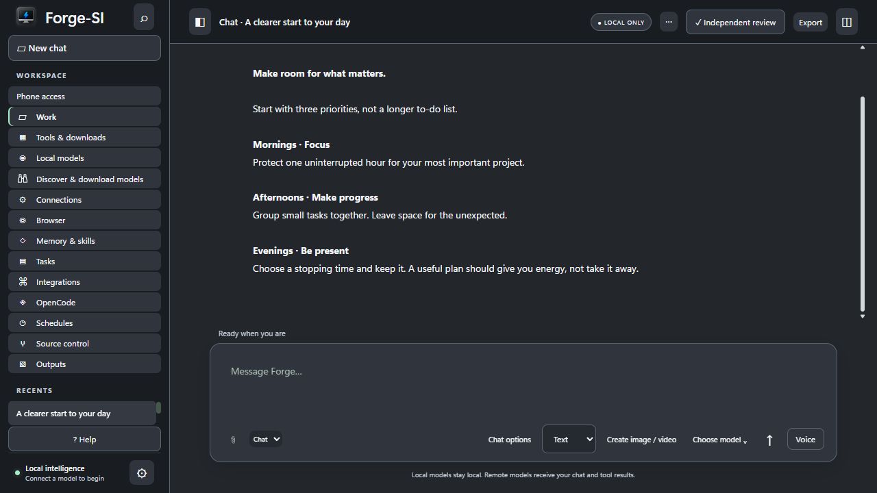 Forge Studio Intelligence: A conversation with your own AI.